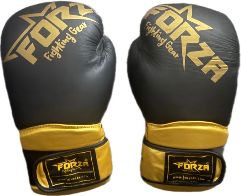 FORZA Boxing Gloves - Black & Gold, Good Condition