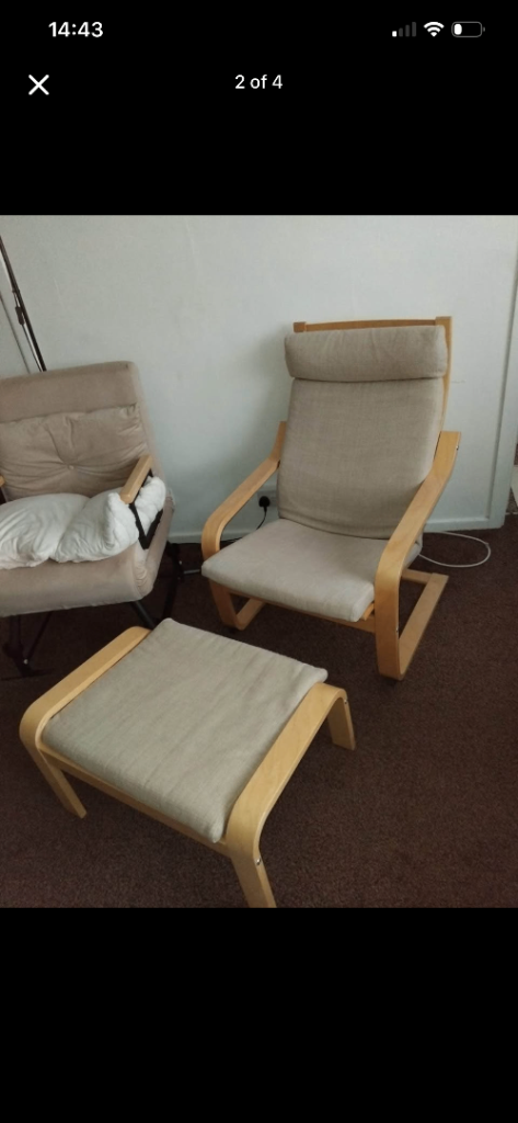 POÄNG armchair and footstool ikea