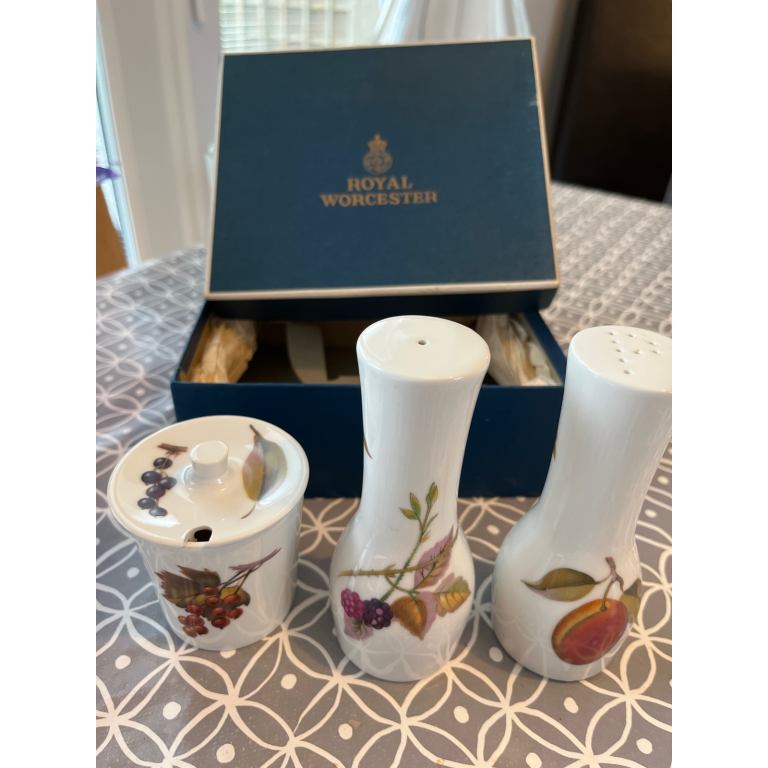 Royal Worcester Evesham Cruet Set Boxed Un-Used