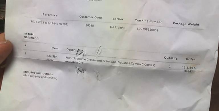 Vauxhall Combo / Corsa C 2003 Subframe 
