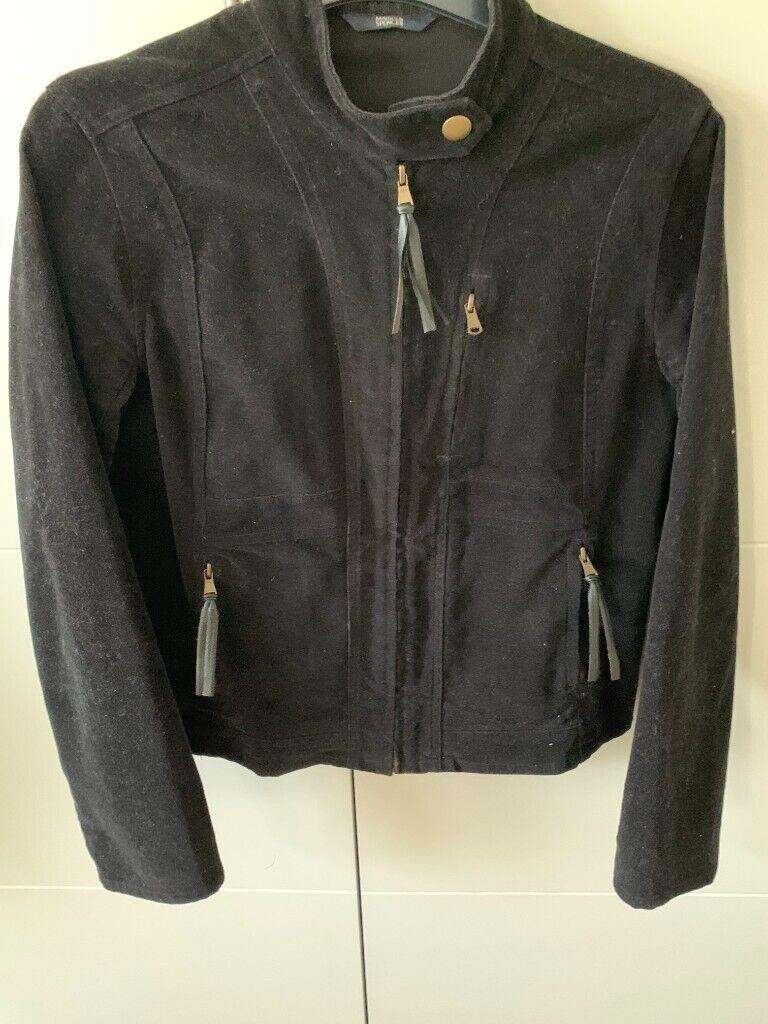 Ladies Marks & Spencer Black Biker Style Cotton Jacket UK 12