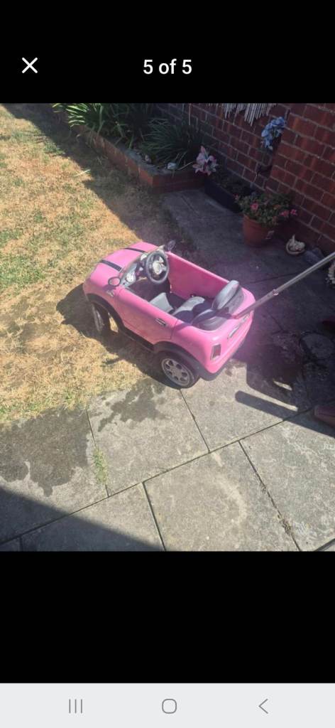 Pink Kids Ride-On Car with Parent Push Handle