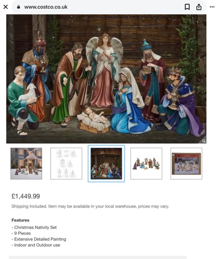 Large Christmas Nativity Set - 9 Pieces, Indoor/Outdoor Use