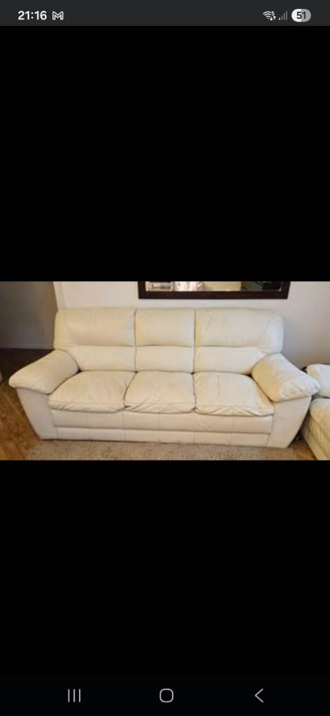 2x Leather cream sofa