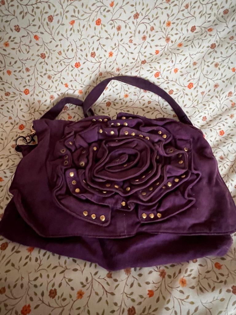 Purple floral bag with gold studs