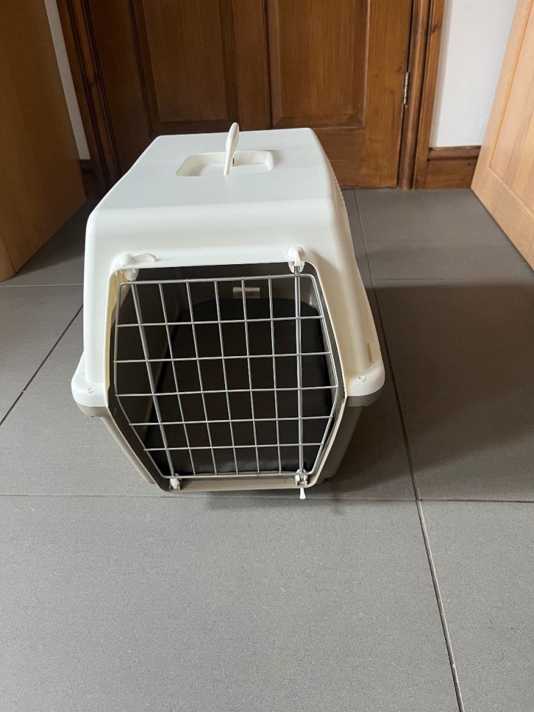 Pet Carrier / Travel Box - Beige & Brown, Good Condition