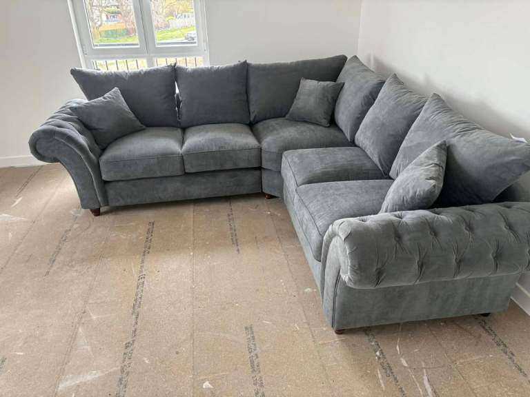 Grey Fabric Corner Sofa - Premuim Design