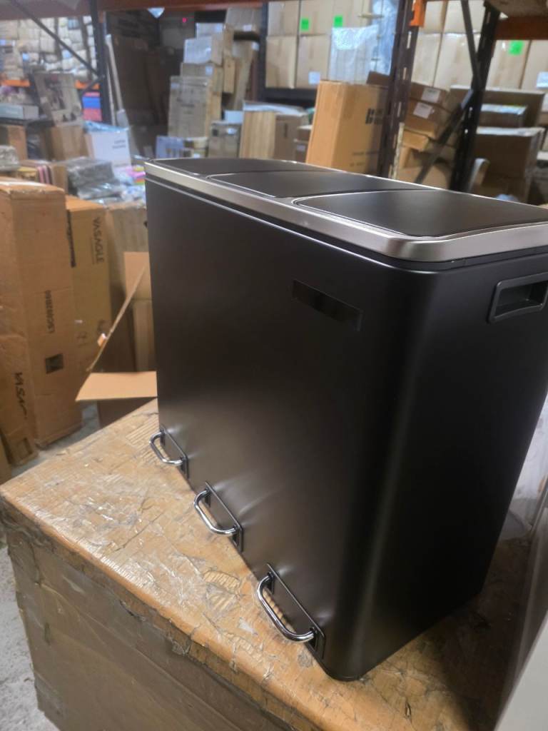 A new still boxed black and silver triple Kitchen Bin, 3 x 18 L .