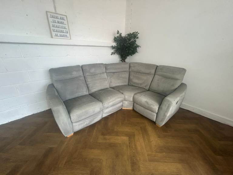 Oxford Silver - Oak Furnitureland Dylan Modular Corner Recliner Sofa - Delivery Available 