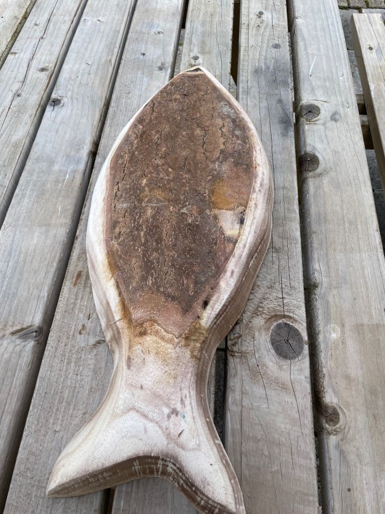 Stone the crows wooden fish bowl large 