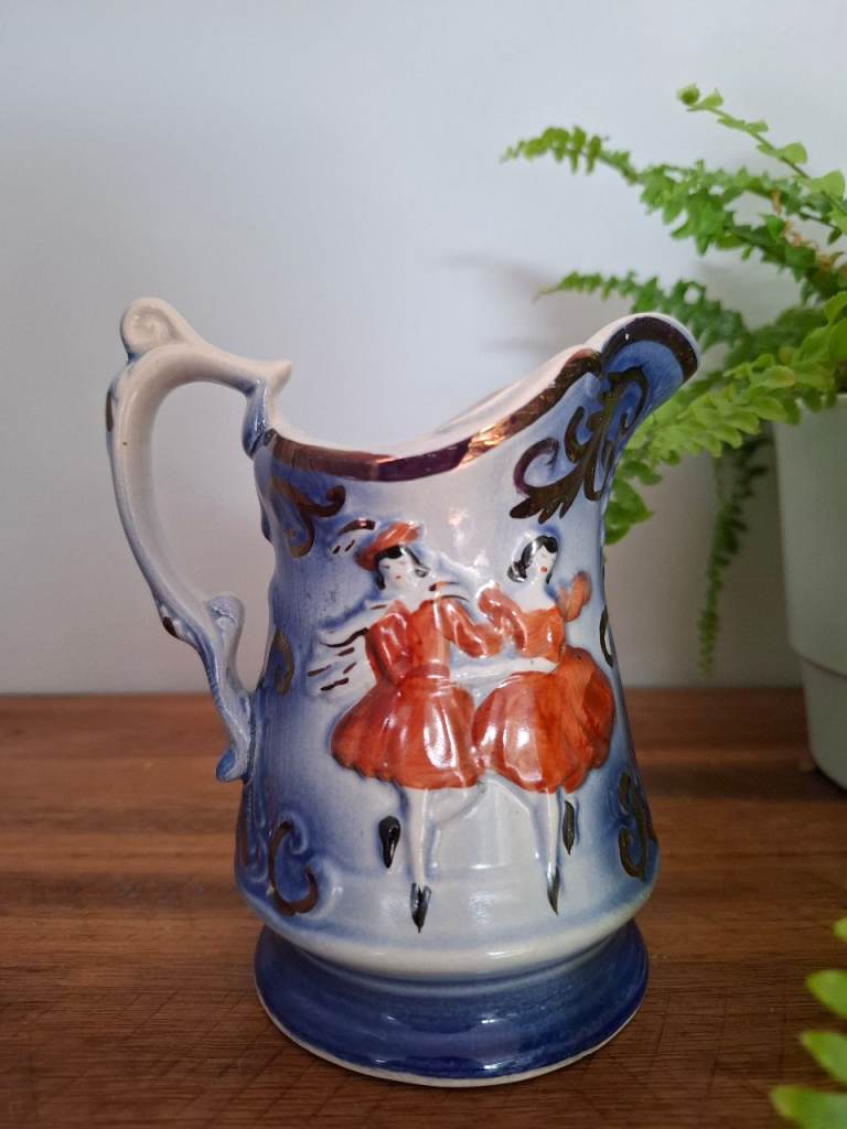 Vintage Staffordshire Jug with Folk Dancers Scene