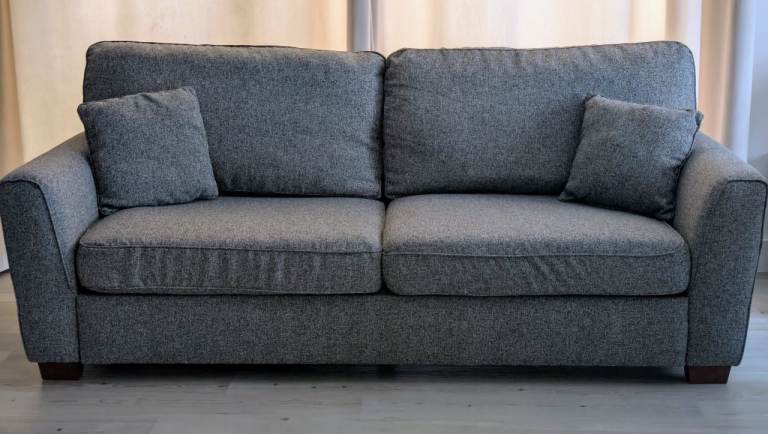 Habitat Milford Sofa. Four Seater. Grey with two cushions