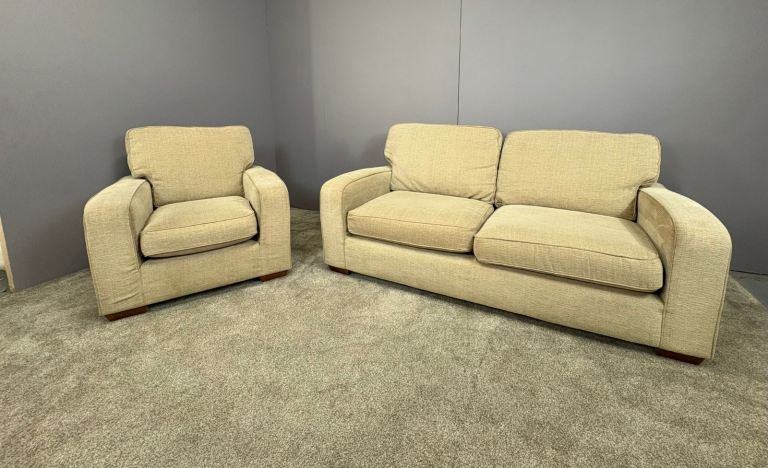 Beige 2 seater with matching armchair sofa set DELIVERY AVAILABLE 