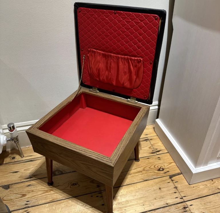 Sherborne Reg Des Sewing Box, Retro Box, Stool