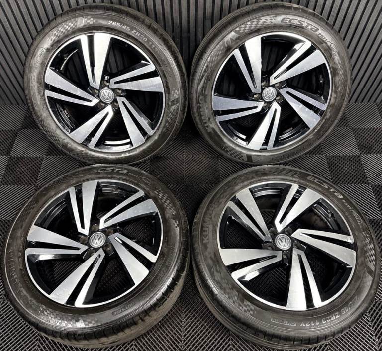 20'' GENUINE VW TOUAREG NEVADA BLACK DC ALLOY WHEELS ALLOYS TYRES Q7 5X112