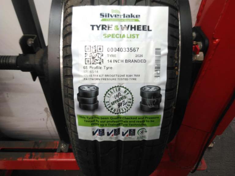 175 65 R14 82t Bridgetsone B391 7mm Partworn Pressure Tested Tyre