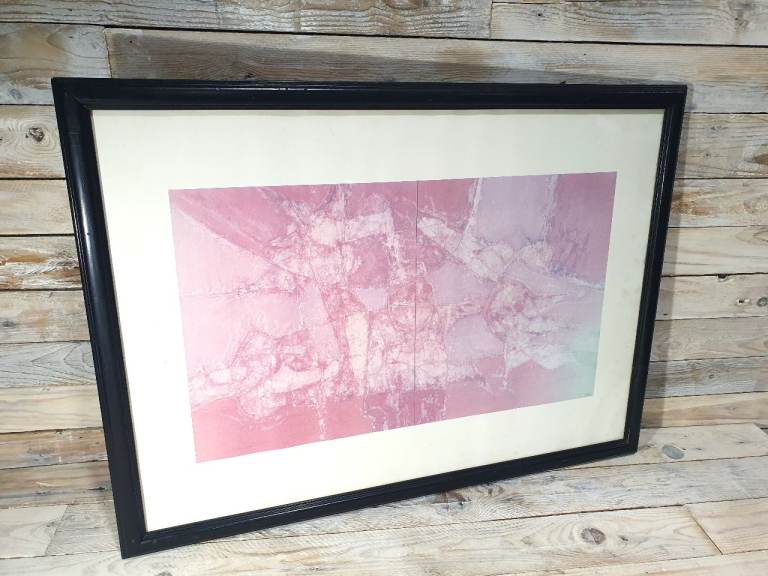 Black Ebonised Framed César Manrique Print by the Famous Spanish Artist