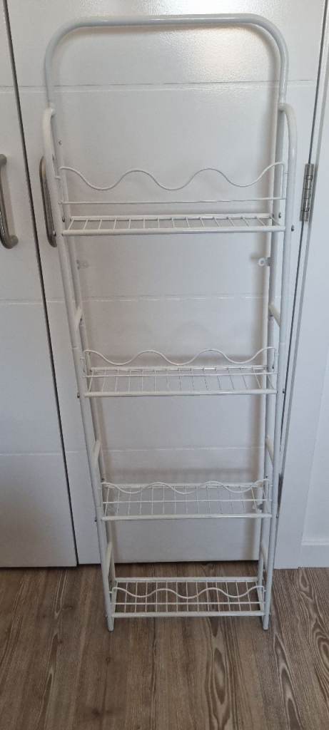 White Metal Storage Rack with Shelves – like new