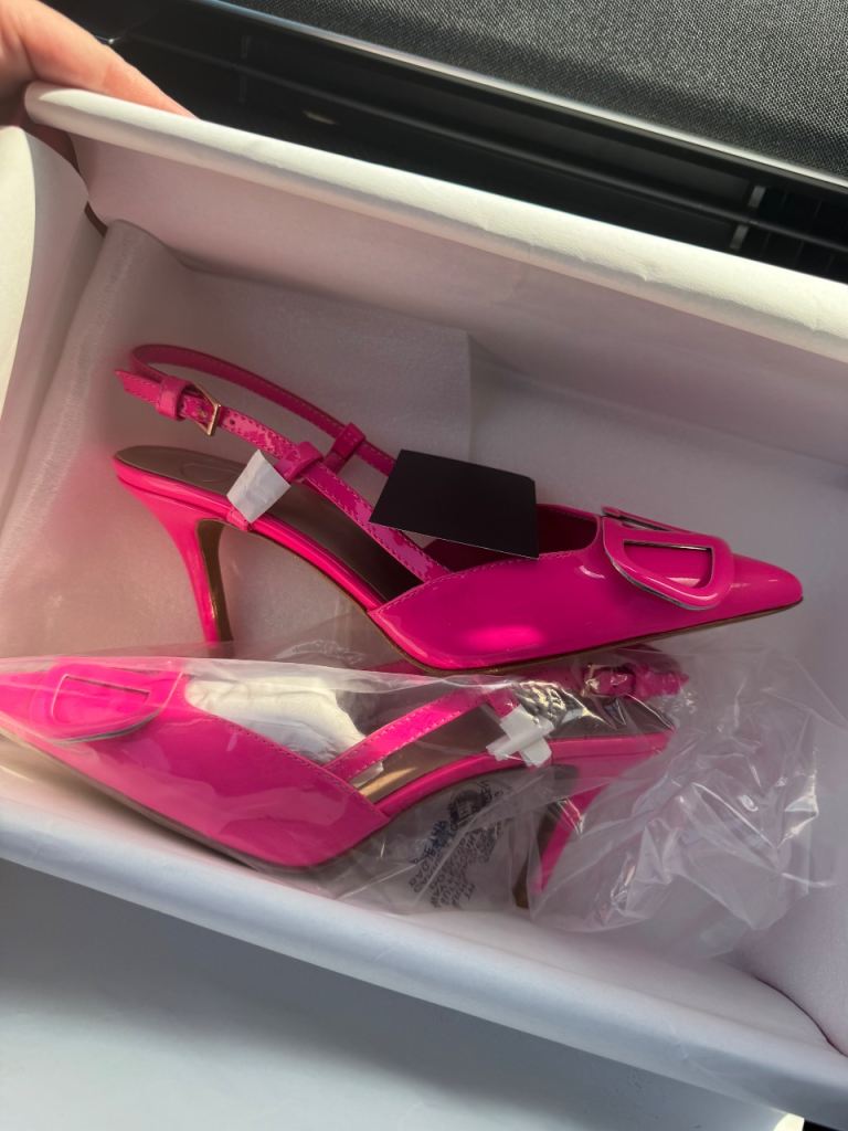 Valentino Pink Patent Leather Slingback Heels - Size 36, New