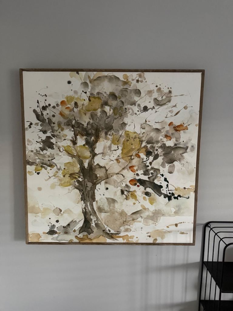 Rustic tree canvas with wooden frame wall art