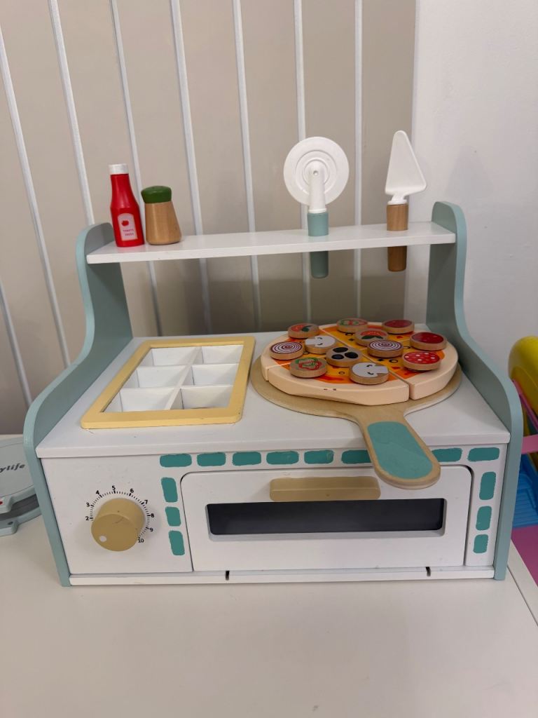 Wooden Toy Pizza Oven with Accessories – As Good As New