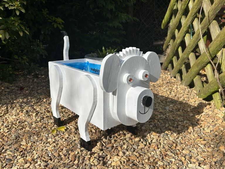 Cute Dog Style Plant Trough.  Solid. Handmade. Weather Treated.