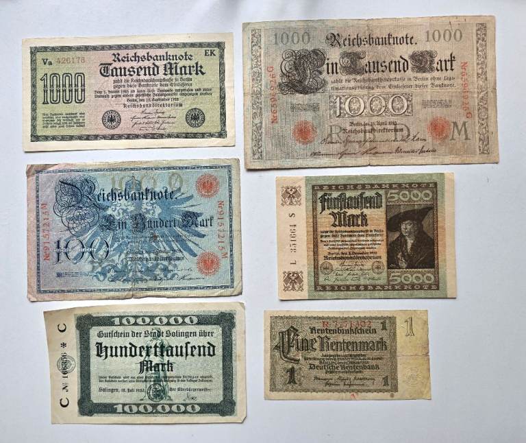 Lot#6 Collection 1908-1923 Antique German Empire/Weimar Republic Various Marks Banknotes 