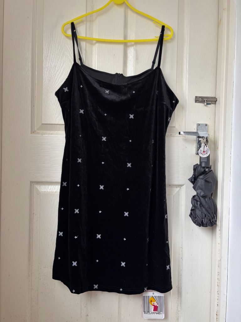 Black velvet suspender dress