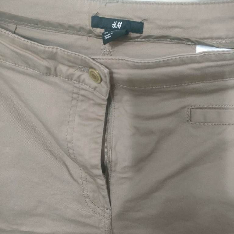 H&M Wide Leg Beige Cotton Trousers size EU 42 (UK 12 -14)