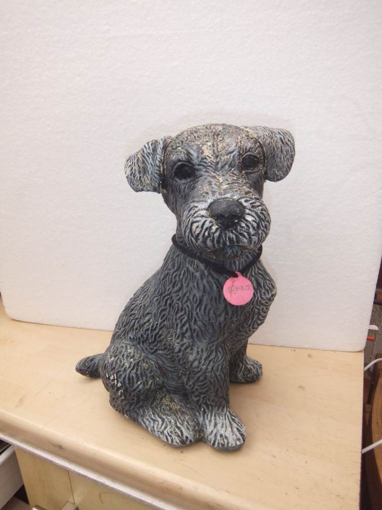 Dog Statue Charlie Puppy Stone Garden Ornament Sculpture Animal Figurine H 32cm