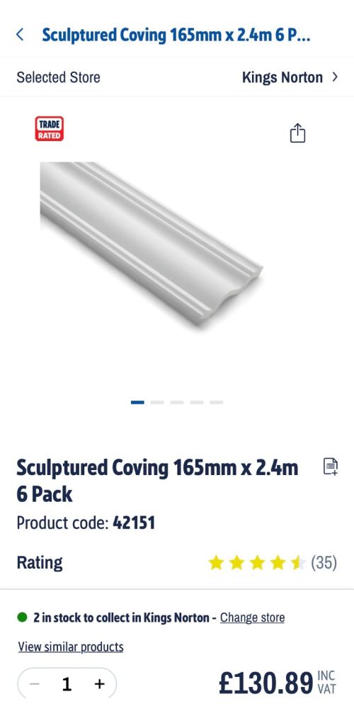 Screwfix Sculptured Coving 165mm*2.4m by Noel Marquet 