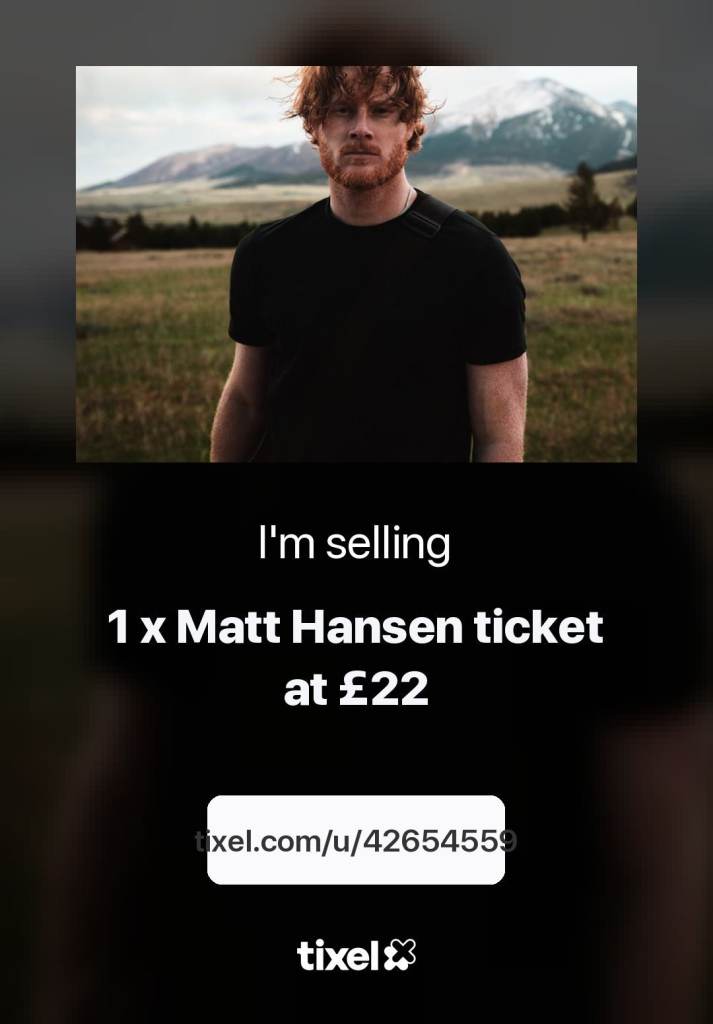 1 x Matt Hansen Ticket Glasgow 6th Oct