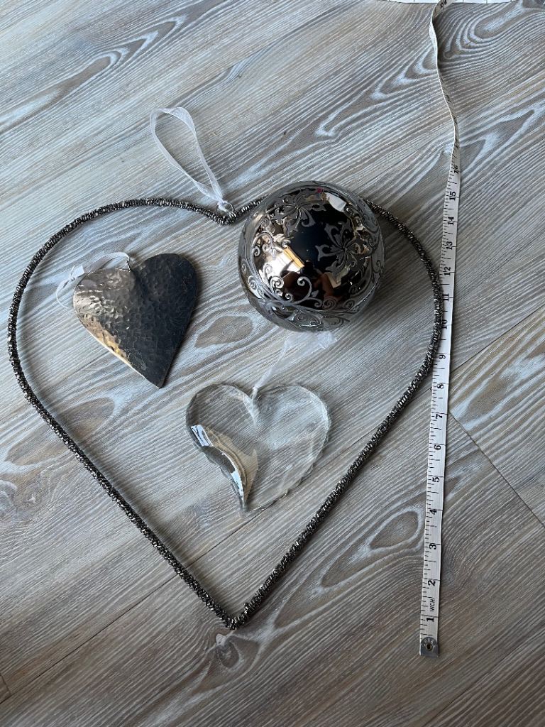 Decorative Silver Heart Hanging and Bauble