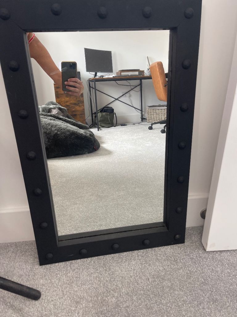 Next Wooden Mirror with Black Stud Detail – 20x30 Inches
