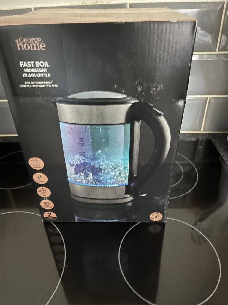 George Home Fast Boil Iridescent Glass Kettle - NEW