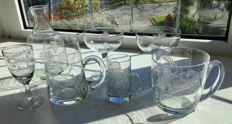 Vintage Etched Glassware