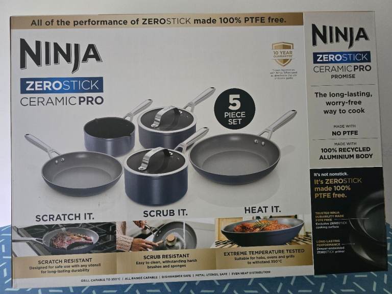 Ninja Zerostick Ceramic Pro 5 Piece Pan Set - New