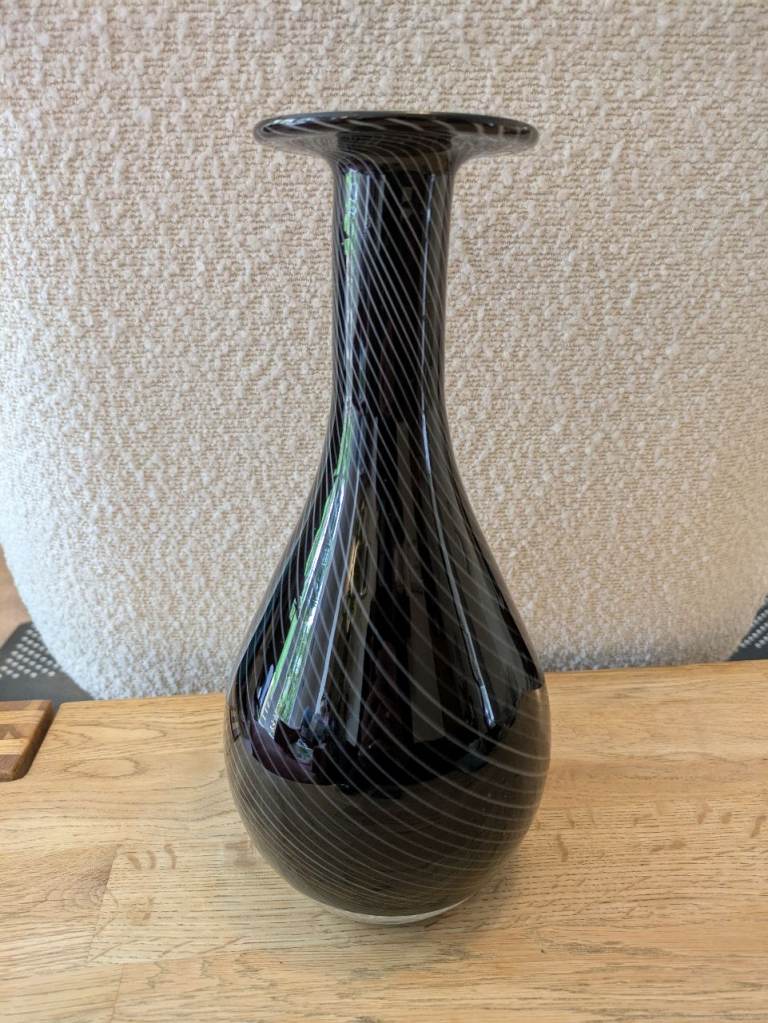 Black Murano style glass vase 