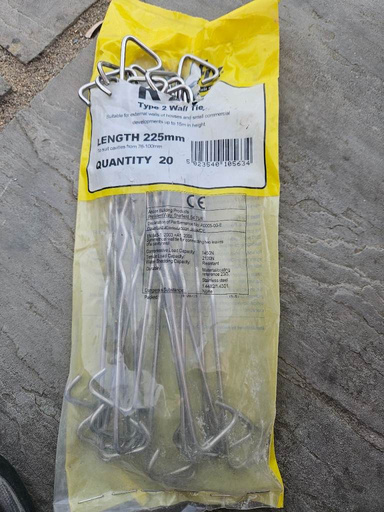 RPM Type 2 Wall Ties – 225mm, Pack of 20