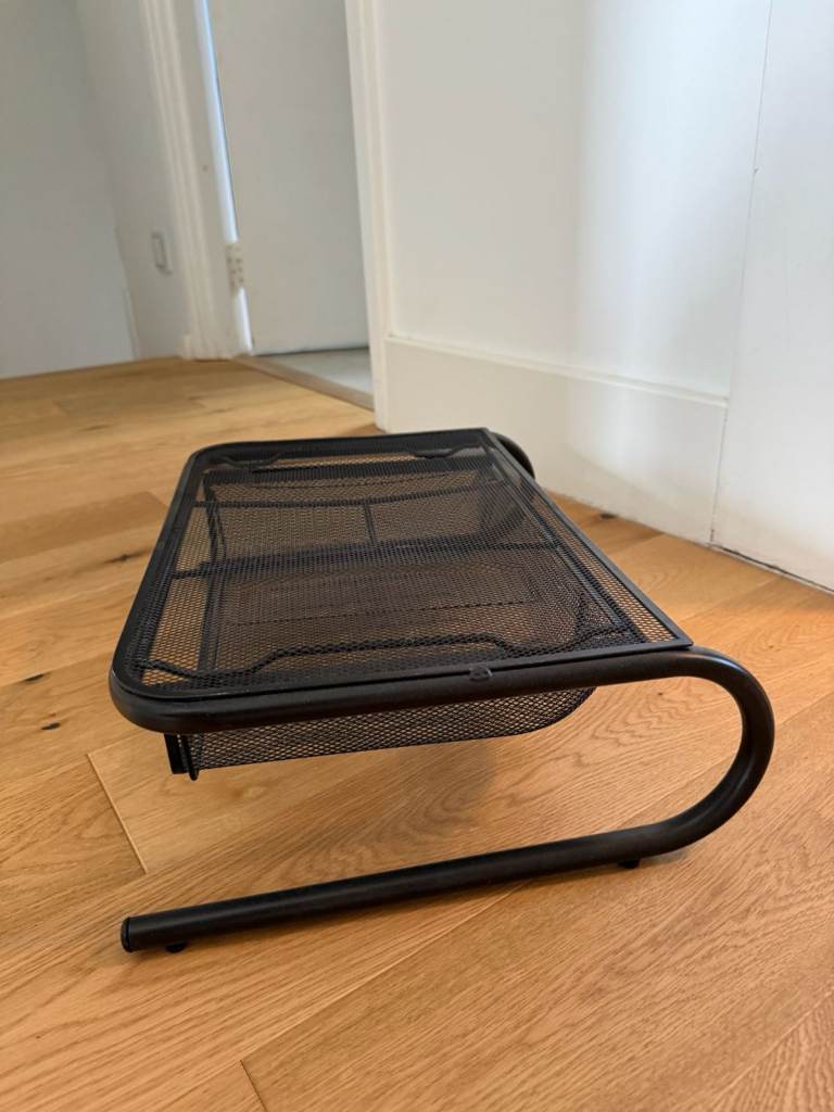Black Mesh Monitor Stand with Drawer – As New – Desk Organiser
