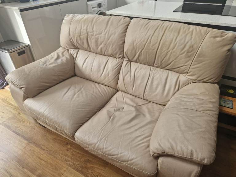 Cream Leather 2-Seater Sofa (FREE)