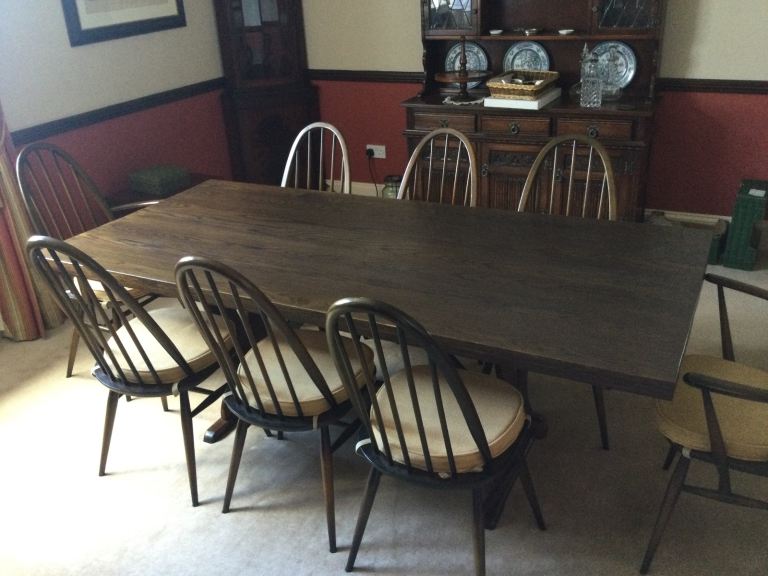 Large Wooden Dining Table and 8 Chairs – Good Condition