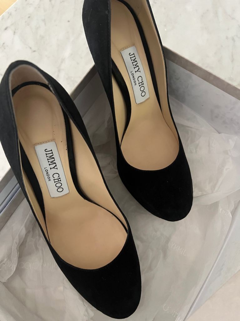 image for Jimmy Choo suede stiletto heels size 37 (4 UK) 