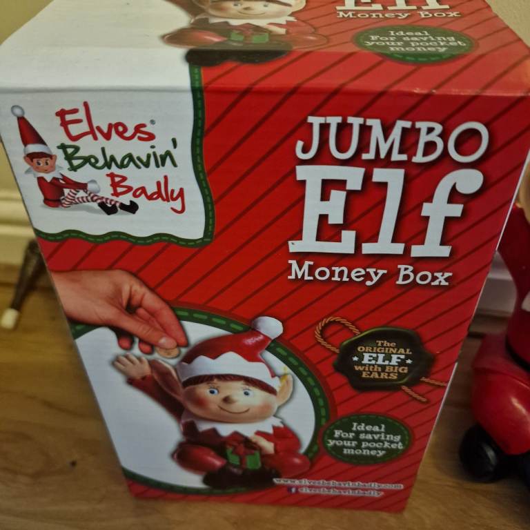 Elves Behaving Badly Christmas Elf With Big Ears Jumbo Money Box Hand Painted