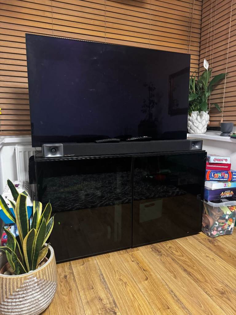 2 × IKEA BESTÅ TV Units – Glassvik Black Smoked Doors – Glass Top – Excellent Condition