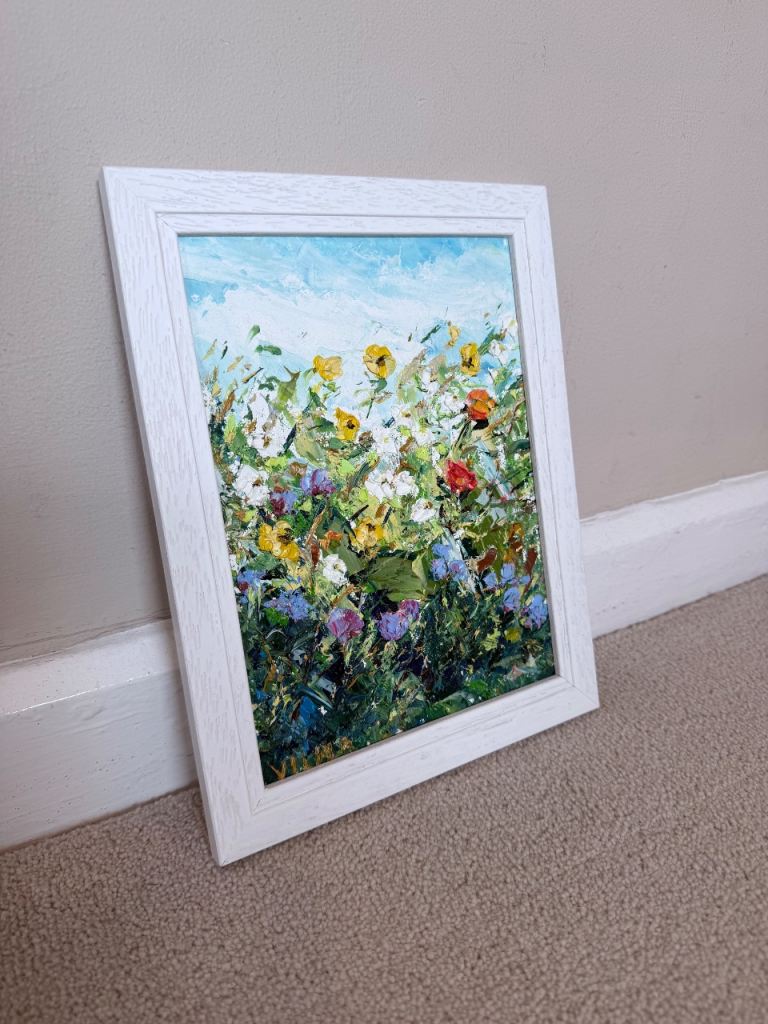 Wildflowers Meadow Oil Painting Canvas Board Summer Landscape