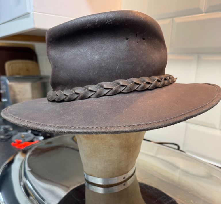 Men’s Leather Cowboy Hat - Size Large