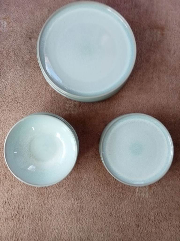 Light Blue Ceramic Dinner Set - Plates and Bowls in Good Condition