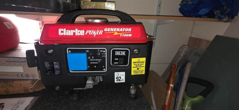 Clarke Power 1100W Generator – Red and Black, Good Condition