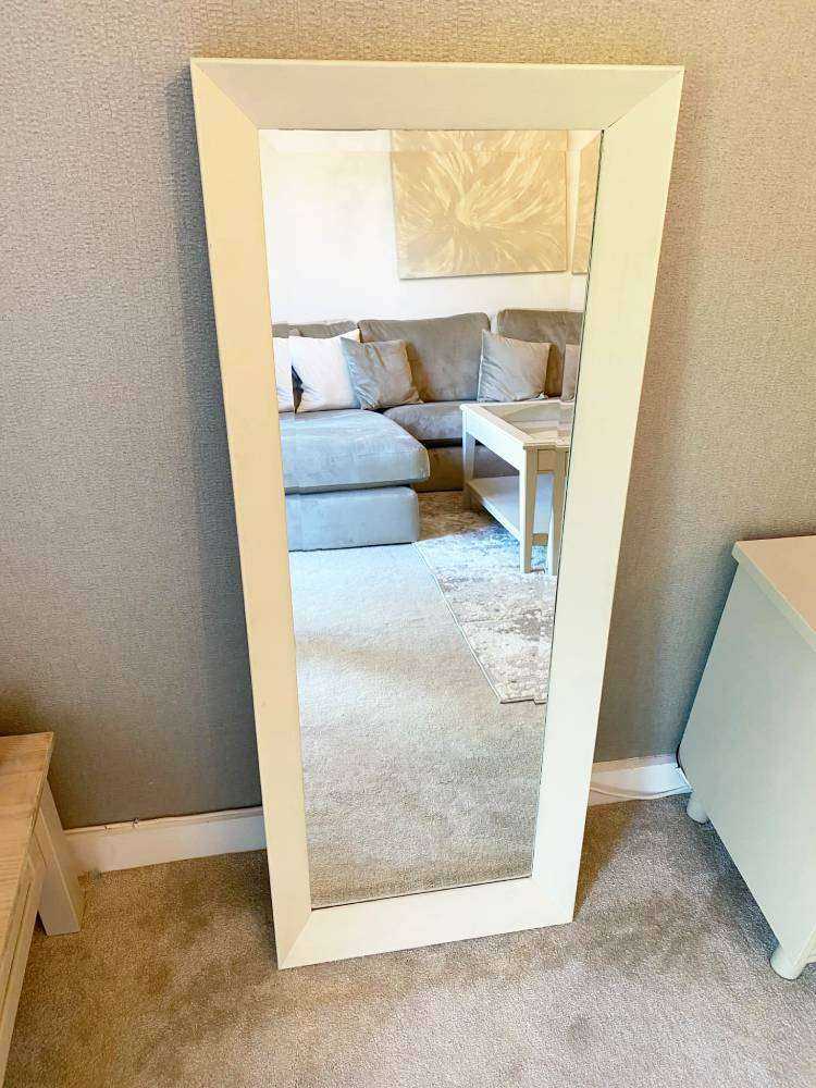 Long Tall Cream Wall Mirror Hall Dressing Room Full Length Bedroom Lounge Modern RRP £150 